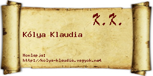 Kólya Klaudia névjegykártya